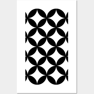 Traditional Japanese Shippo Pattern Black and White Posters and Art